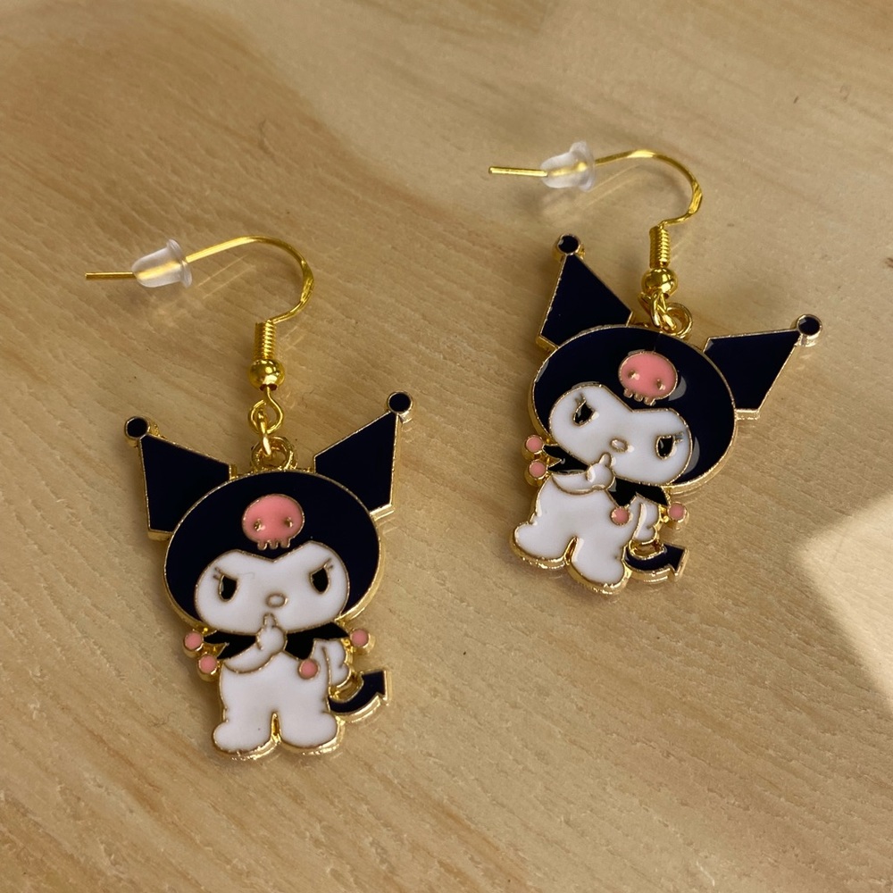 Sanrio Kuromi enamel earrings sterling silver stamped